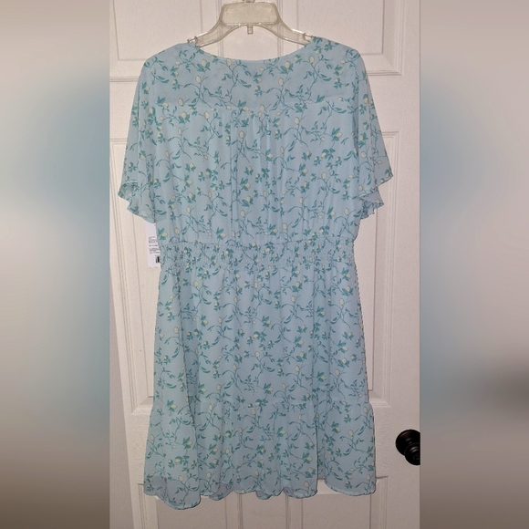 Berkley Jensen Chiffon Dress Mint Green Lemons Founce Skirt Elastic Waist Size L - Picture 2 of 5